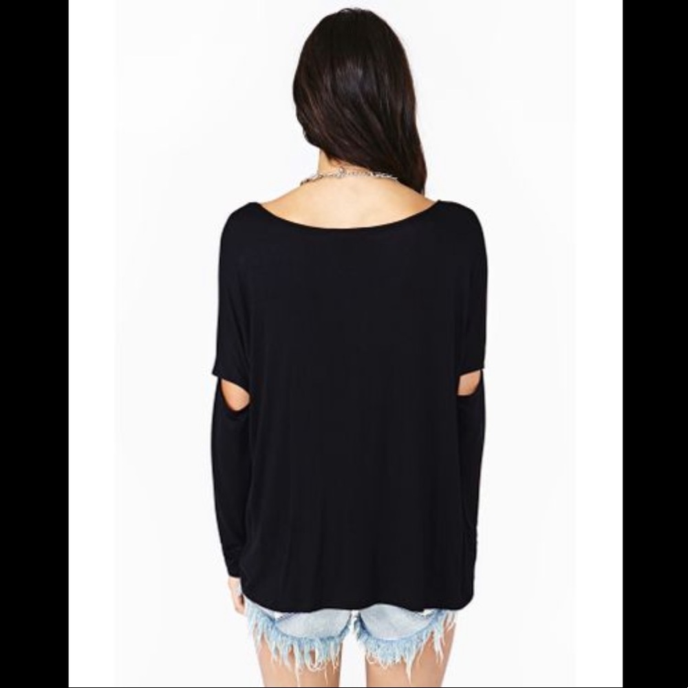 ISO Nasty Gal Slashed cut Elbow Dolman Tee